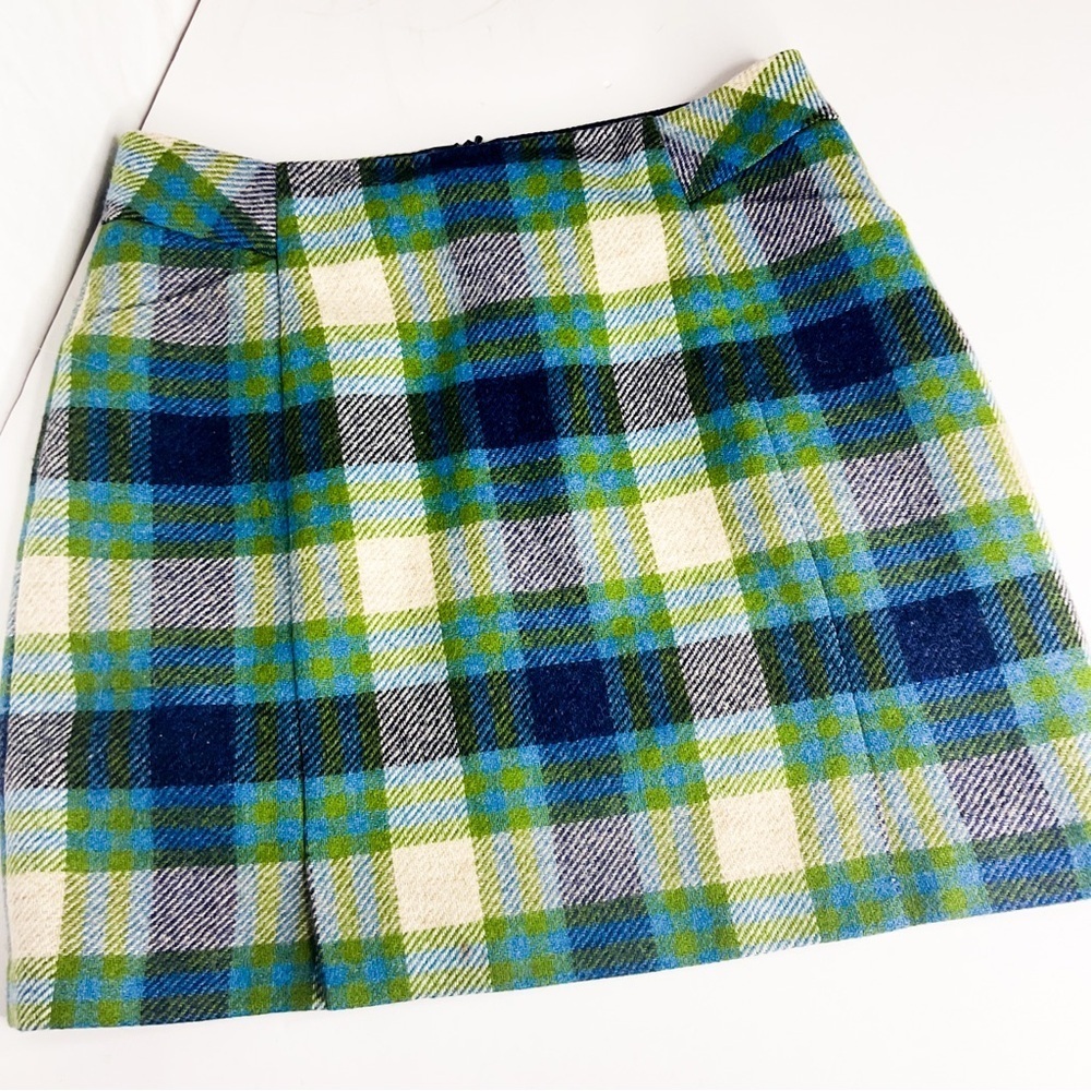 Boden Plaid Mini Skirt Blue Green Tweed UK 10 | US 6